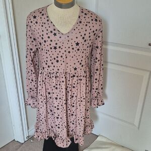 Elegant Starry Pink Midi Dress